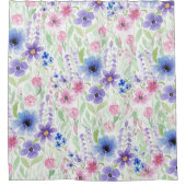 Elegant land roze Paarse blauwe Waterverf ventilat Douchegordijn (Voorkant)