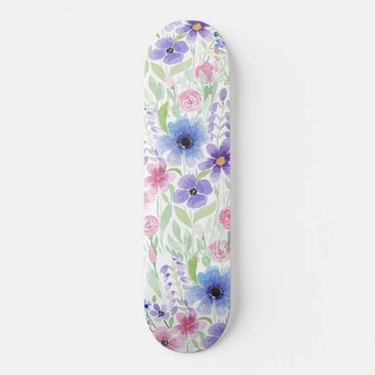 Elegant land roze Paarse blauwe Waterverf ventilat Persoonlijk Skateboard (Voorkant)