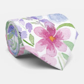 Elegant land roze Paarse blauwe Waterverf ventilat Stropdas (Opgerold)