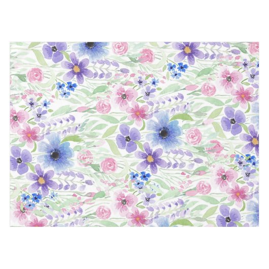 Elegant land roze Paarse blauwe Waterverf ventilat Tafelkleed (Voorkant (Horizontaal))