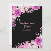 Elegant land roze rozen zwart bruiloft kaart (Achterkant)