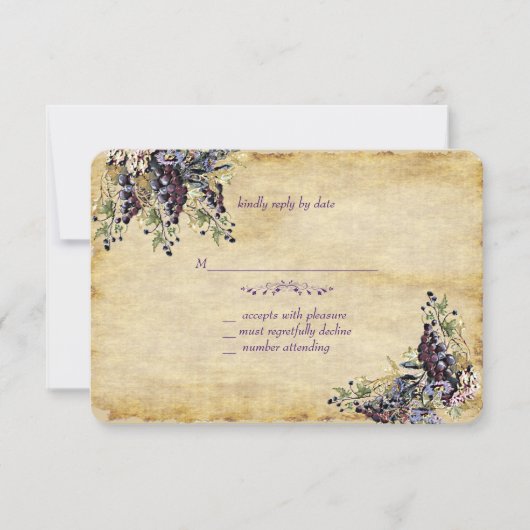 Elegant, Land Rustic, Vineyard Wedding RSVP Kaartje (Voorkant)