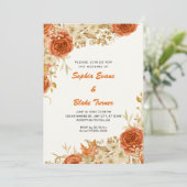 Elegant Land Sinaasappel Rozen Wit Cream Bruiloft Kaart (Staand voorkant)