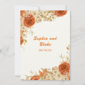 Elegant Land Sinaasappel Rozen Wit Cream Bruiloft Kaart (Achterkant)