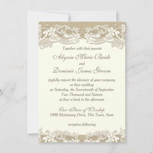 Elegant land vintage bruiloft kaart (Voorkant)