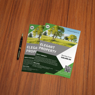 Elegant land voor verkoop aangepast onroerend goed flyer