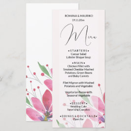 Elegant Land Waterverf Kunst Bloemen Roze Menu