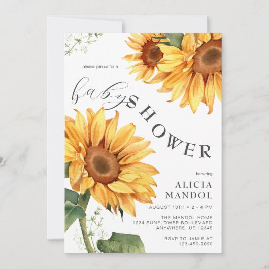 Elegant Land Zonnebloem Baby shower Kaart (Voorkant)