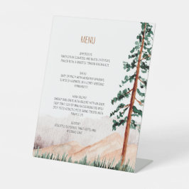 Elegant Landelijk Berglandschap Bomen Menu Invi Reclamebord Met Voetstuk