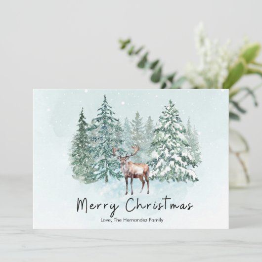 Elegant Landelijk Bos Herten Woud Feestdagenkaart (Staand voorkant)