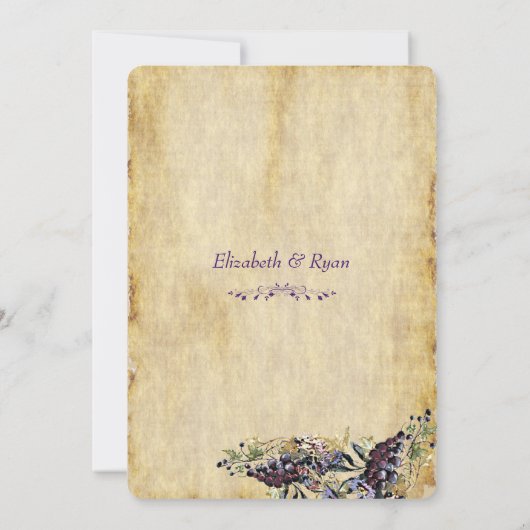 Elegant, Landelijk Rustieke, Wijngaard Huwelijk Kaart (Achterkant)