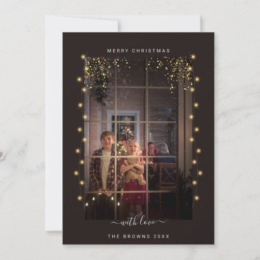 Elegant & Landelijk Slingerlicht Frame Met Eigen F Feestdagenkaart (Voorkant)