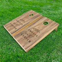 Elegant Landelijke Houten Trouw Monogram Laurier