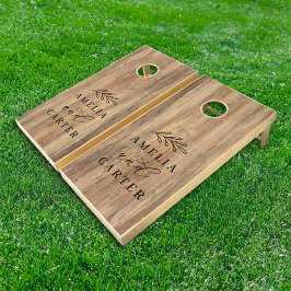 Elegant Landelijke Houten Trouw Monogram Laurier