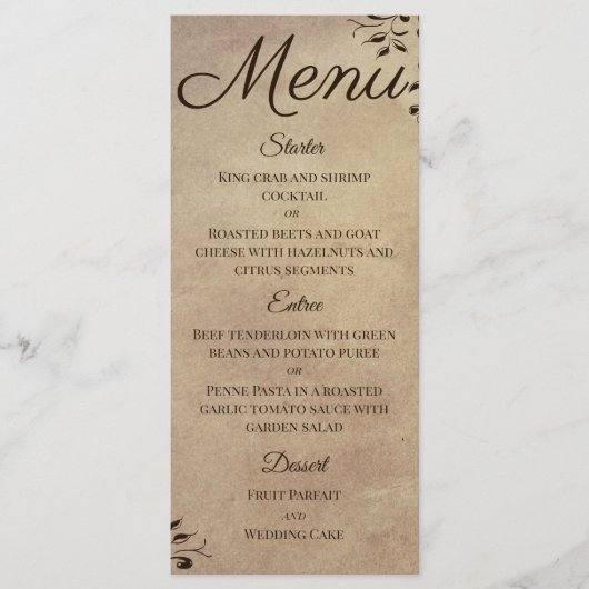 Elegant Landelijke Perkamentpapier Rol Ontwerp Menu (Voorkant)