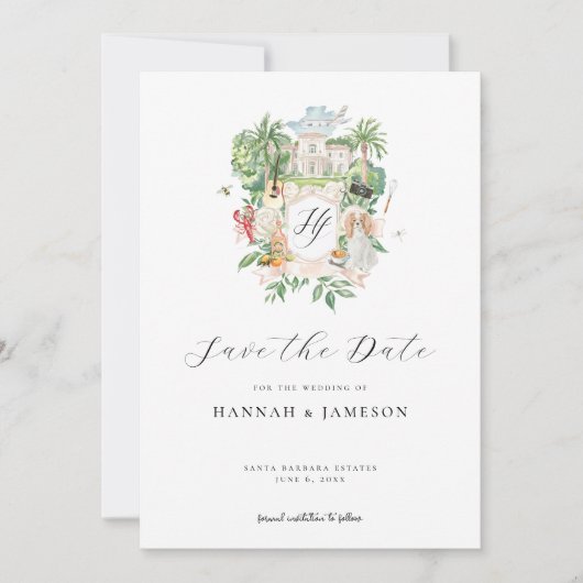 elegant landgoed | Custom Wedding Crest Save The Date (Voorkant)