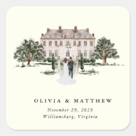 Elegant landhuis | Ranch Country Wedding Vierkante Sticker