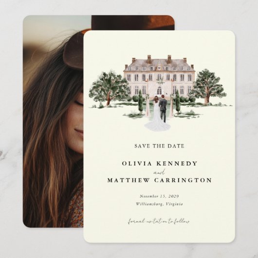 Elegant landhuis | Ranch Foto Sla de datum op Kaart (Voorkant / Achterkant)