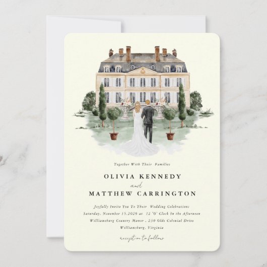 Elegant landhuis | Villa bruiloft uitnodiging (Voorkant)