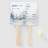 Elegant landschap besneeuwde winter bruiloft progr handwaaier (Voorkant en achterkant)