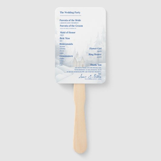 Elegant landschap besneeuwde winter bruiloft progr handwaaier (Achterkant)