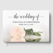 Elegant Lang Stemmed Blush Peach Roos Bruiloft Gastenboek (Voorkant)