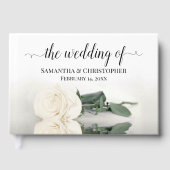 Elegant Lang Stemmed Ivoor Wit Rose Bruiloft Gastenboek (Voorkant)