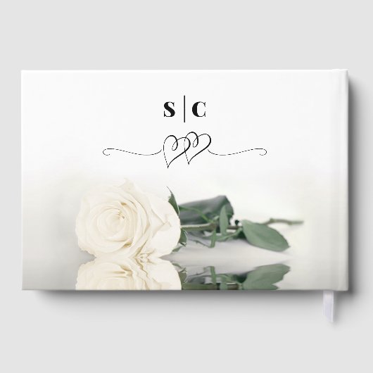 Elegant Lang Stemmed Ivoor Wit Rose Bruiloft Gastenboek (Achterkant)