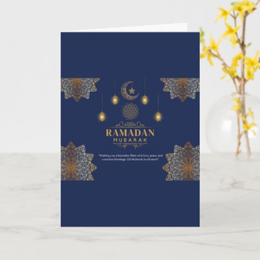 Elegant Lantern Glow Ramadan Greeting Kaart (Gele Bloem)