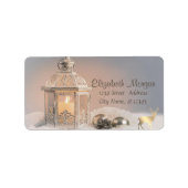 Elegant Lantern Gold Reindeer Holiday Label (Voorkant)