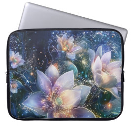 Elegant laptop Hoesje met witte bloemen Laptop Sleeve