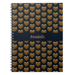 Elegant Large Brushed Gold Hearts Journal Notitieboek