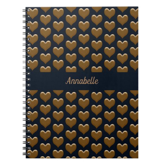Elegant Large Brushed Gold Hearts Journal Notitieboek (Voorkant)