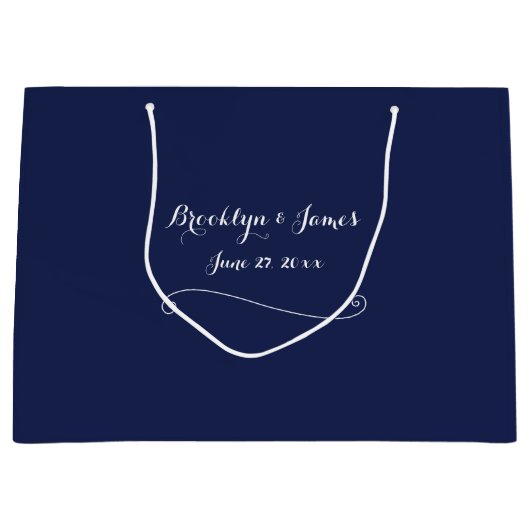Elegant Large Navy Blue Wedding Gift Bag Groot Cadeauzakje (Voorkant)
