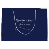Elegant Large Navy Blue Wedding Gift Bag Groot Cadeauzakje (Achterkant)