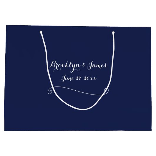 Elegant Large Navy Blue Wedding Gift Bag Groot Cadeauzakje (Achterkant)