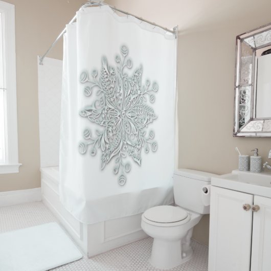 Elegant Large Snowflake Winter Showgordijn Douchegordijn (In situ)