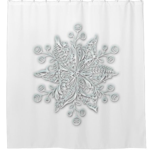 Elegant Large Snowflake Winter Showgordijn Douchegordijn (Voorkant)