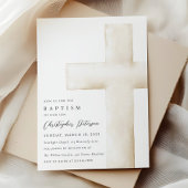 Elegant Large White Cross Baptism Invitation Kaart