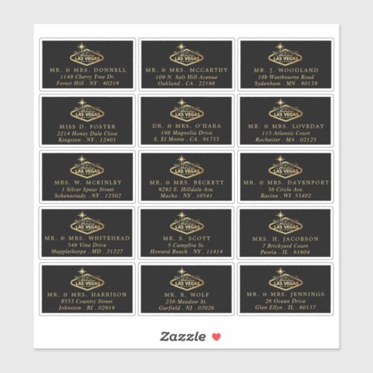 Elegant Las Vegas bestemming bruiloft adres Sticker (Vel)