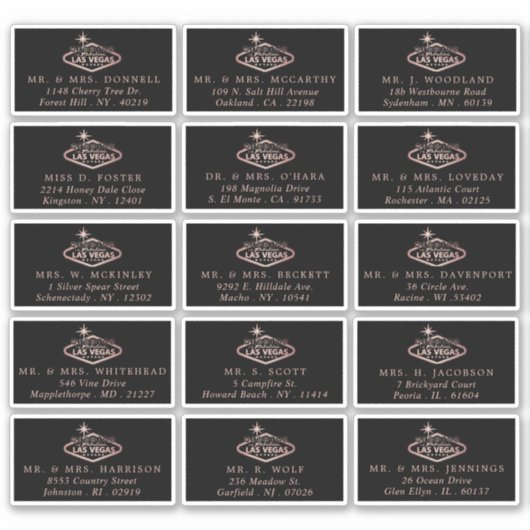 Elegant Las Vegas bestemming bruiloft adres Sticker (Voorkant)