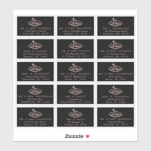 Elegant Las Vegas bestemming bruiloft adres Sticker (Vel)