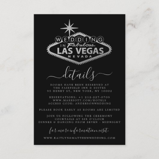 Elegant Las Vegas bestemming bruiloft detail Informatiekaartje (Voorkant)