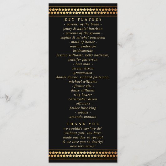 Elegant Las Vegas bestemming bruiloft programma (Achterkant)