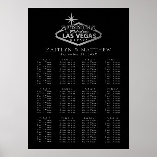 Elegant Las Vegas Bestemming Bruiloft Zitschema Poster (Voorkant)