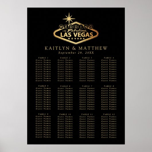 Elegant Las Vegas Bestemming Bruiloft Zitschema Poster (Voorkant)