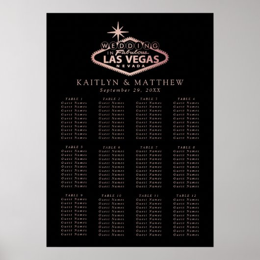 Elegant Las Vegas Bestemming Bruiloft Zitschema Poster (Voorkant)