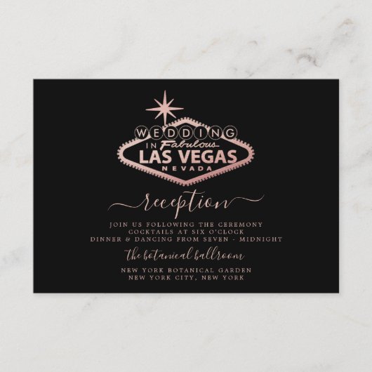 Elegant Las Vegas Bestemming Huwelijksreceptie Informatiekaartje (Voorkant)