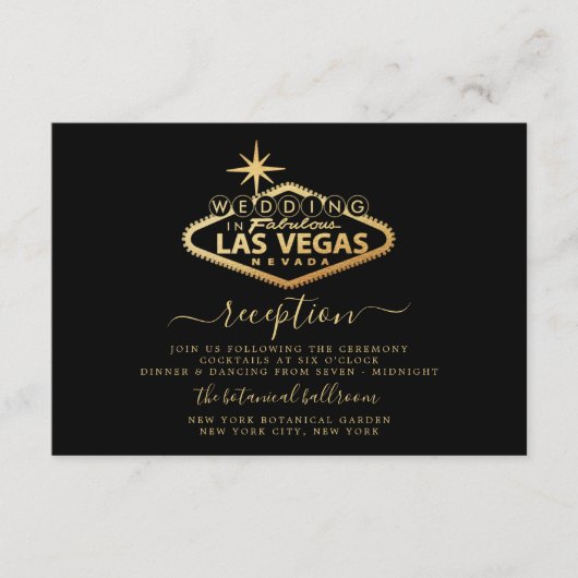 Elegant Las Vegas Bestemming Huwelijksreceptie Informatiekaartje (Voorkant)