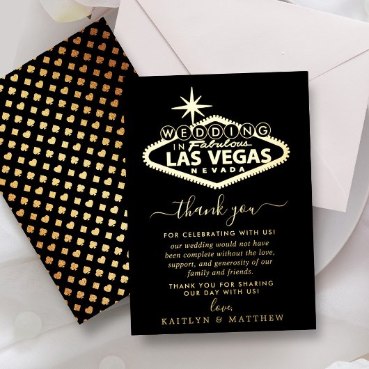Elegant Las Vegas Destination Wedding Bedankt Folie Uitnodiging